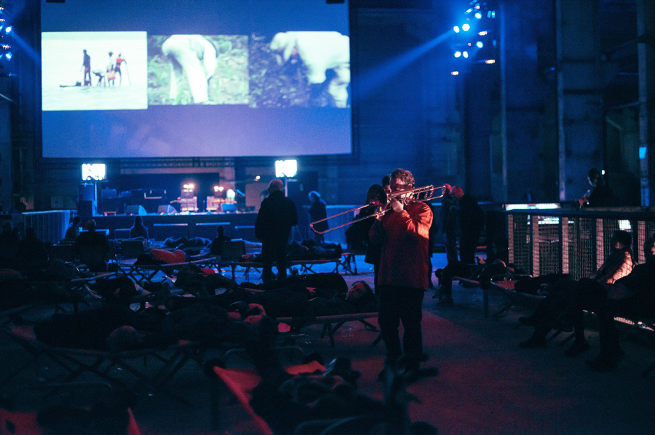 Phil Niblock at The Long Now. Photo by Camille Blake.