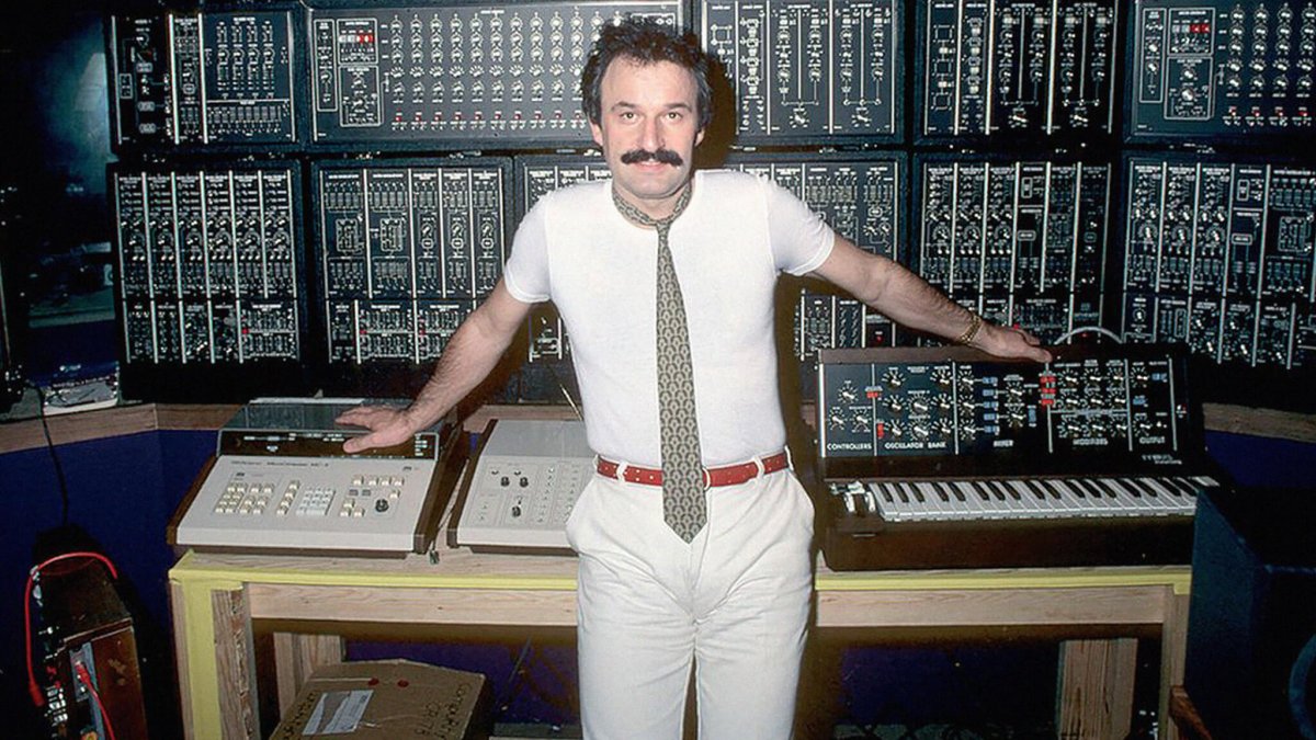 Giorgio Moroder in front of a Modular Synth