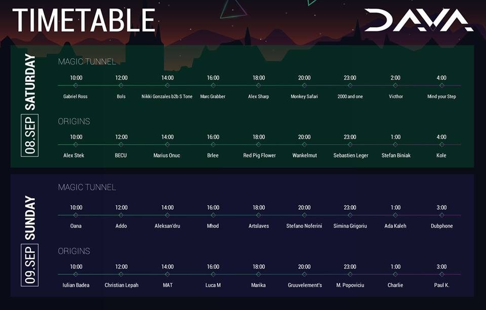 Dava festival timetable