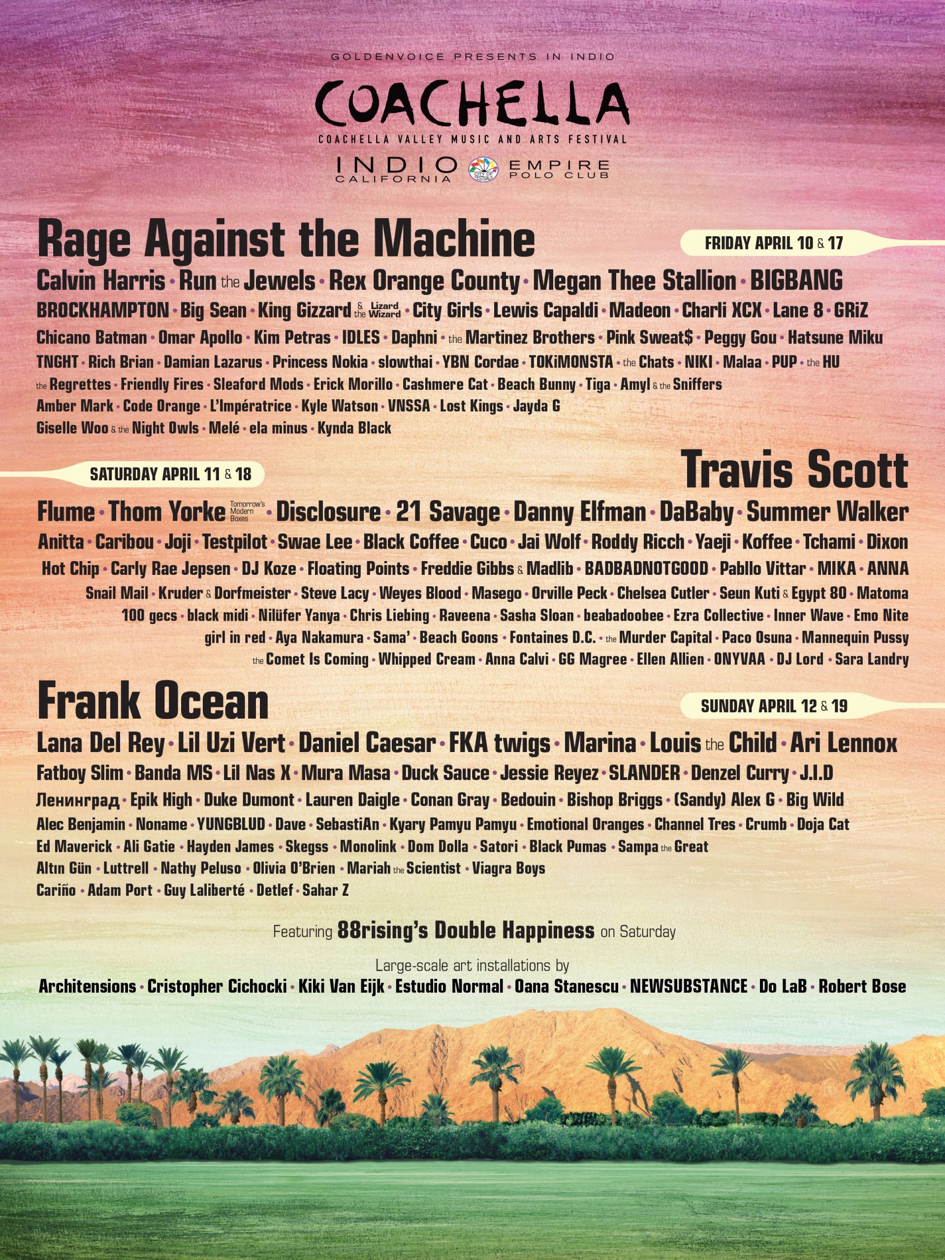 Line up Coachella 2020